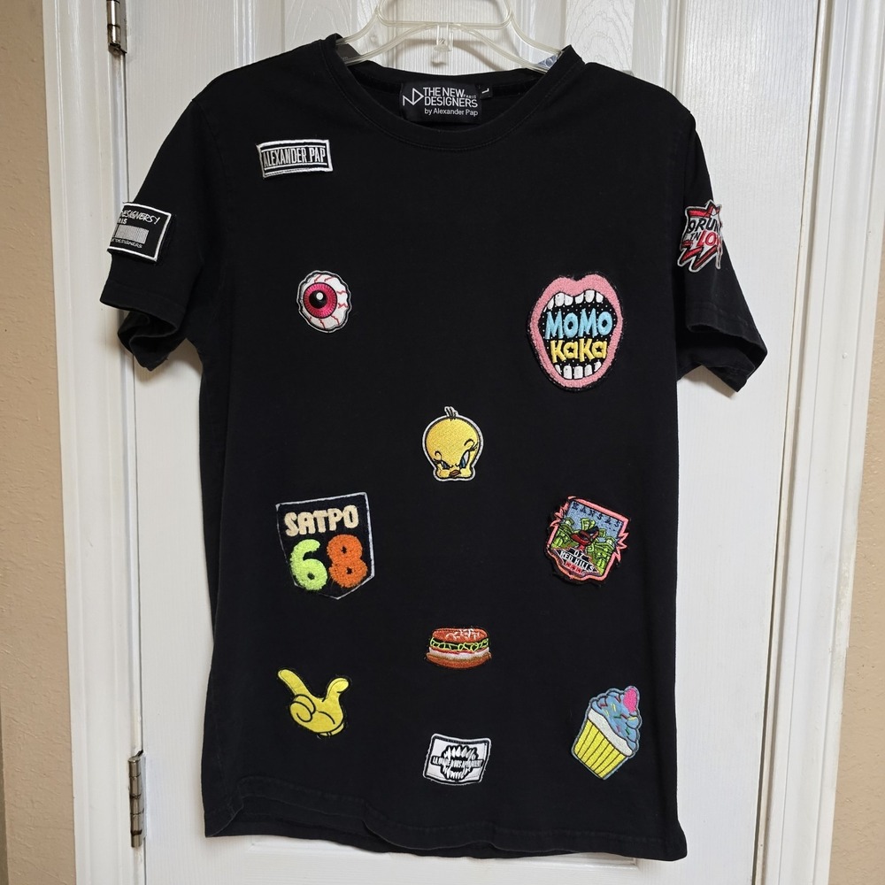 The New Designers Paris Alexander Pap Golden Boy Patch Shirt Mens Large